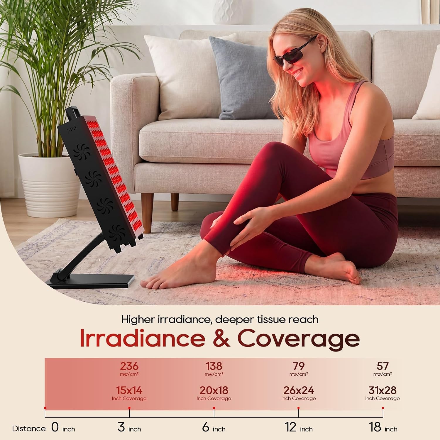 Red Light Therapy Panel, 850Nm & 660Nm near Infrared Red Light Therapy for Face and Body, High Power Red Light Therapy Lamp with 72 Dual-Chip Leds, Adjustable Stand, 3 Modes/4 Power, Timer