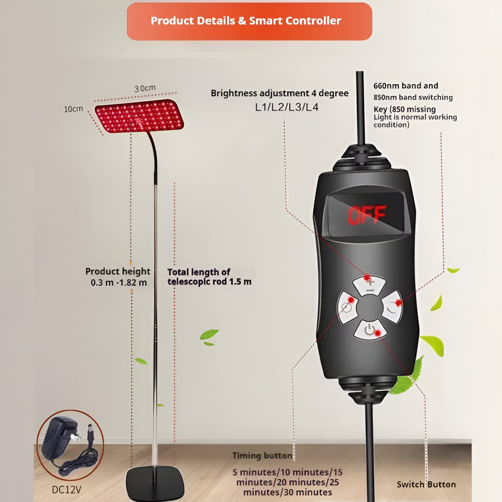Red Light Therapy Panel Designed for Daily Wellness, 660nm 850nm LED, Adjustable Stand, 25W Power