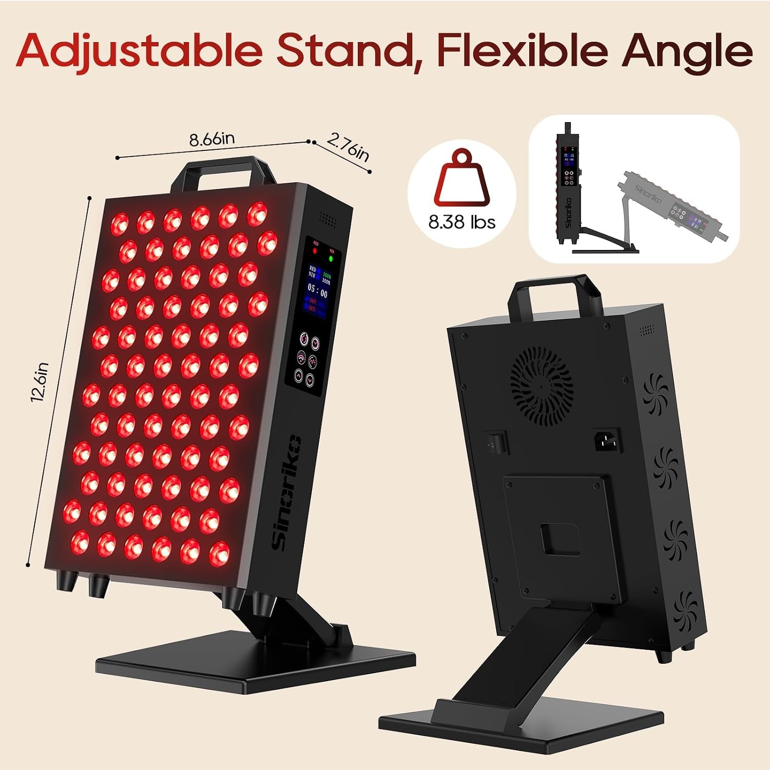 Red Light Therapy Panel, 850Nm & 660Nm near Infrared Red Light Therapy for Face and Body, High Power Red Light Therapy Lamp with 72 Dual-Chip Leds, Adjustable Stand, 3 Modes/4 Power, Timer