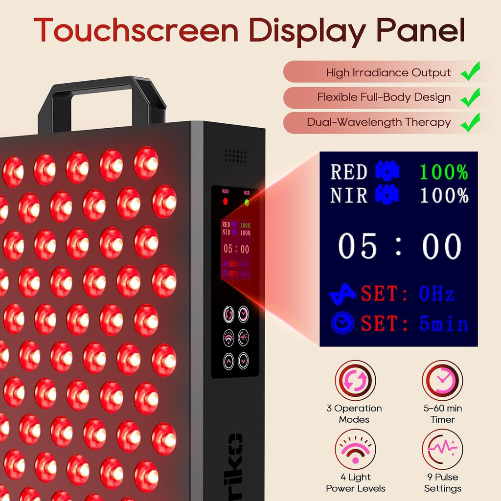Red Light Therapy Panel, 850Nm & 660Nm near Infrared Red Light Therapy for Face and Body, High Power Red Light Therapy Lamp with 72 Dual-Chip Leds, Adjustable Stand, 3 Modes/4 Power, Timer