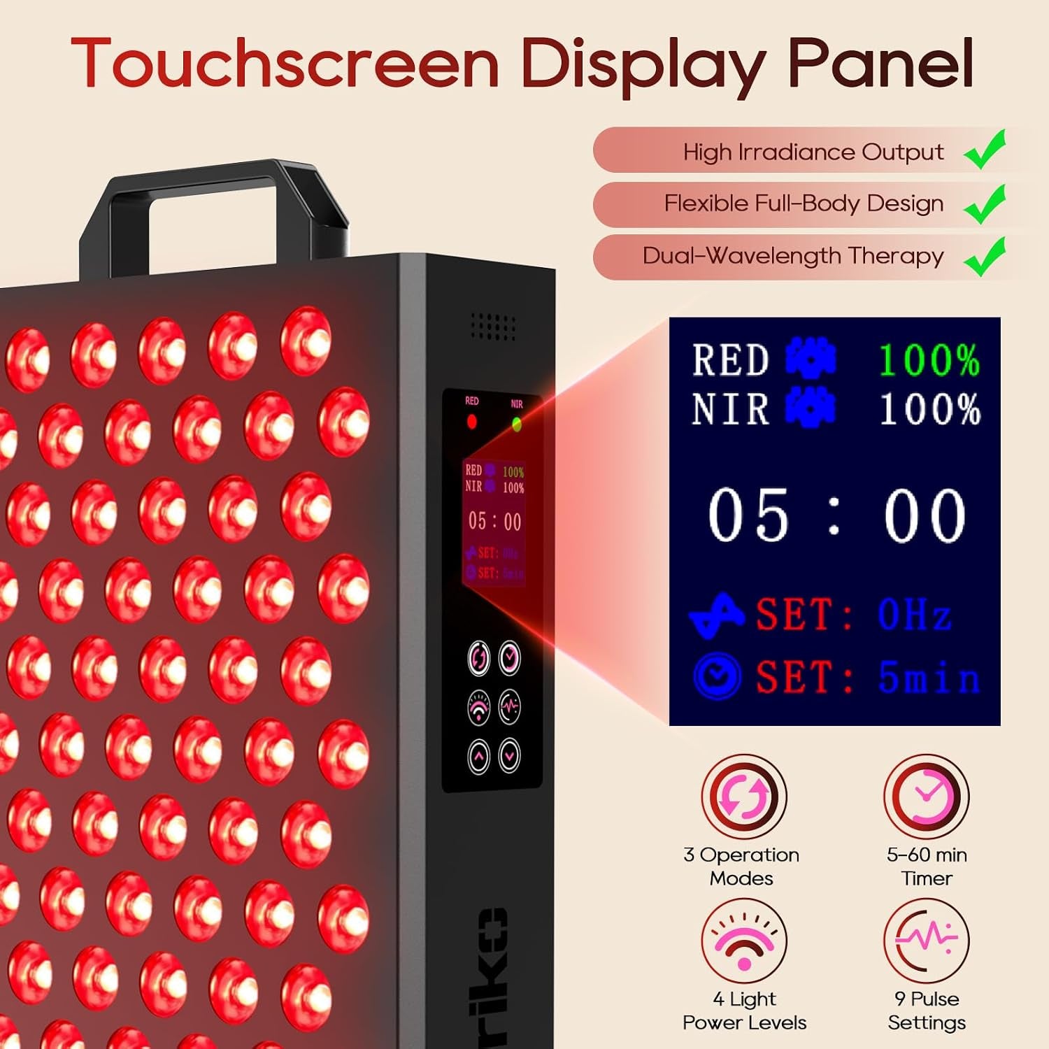 Red Light Therapy Panel, 850Nm & 660Nm near Infrared Red Light Therapy for Face and Body, High Power Red Light Therapy Lamp with 72 Dual-Chip Leds, Adjustable Stand, 3 Modes/4 Power, Timer