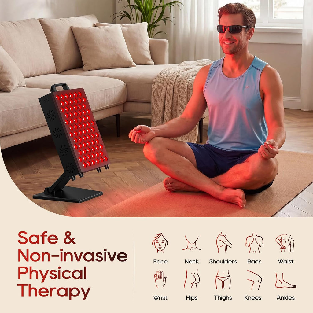 Red Light Therapy Panel, 850Nm & 660Nm near Infrared Red Light Therapy for Face and Body, High Power Red Light Therapy Lamp with 72 Dual-Chip Leds, Adjustable Stand, 3 Modes/4 Power, Timer