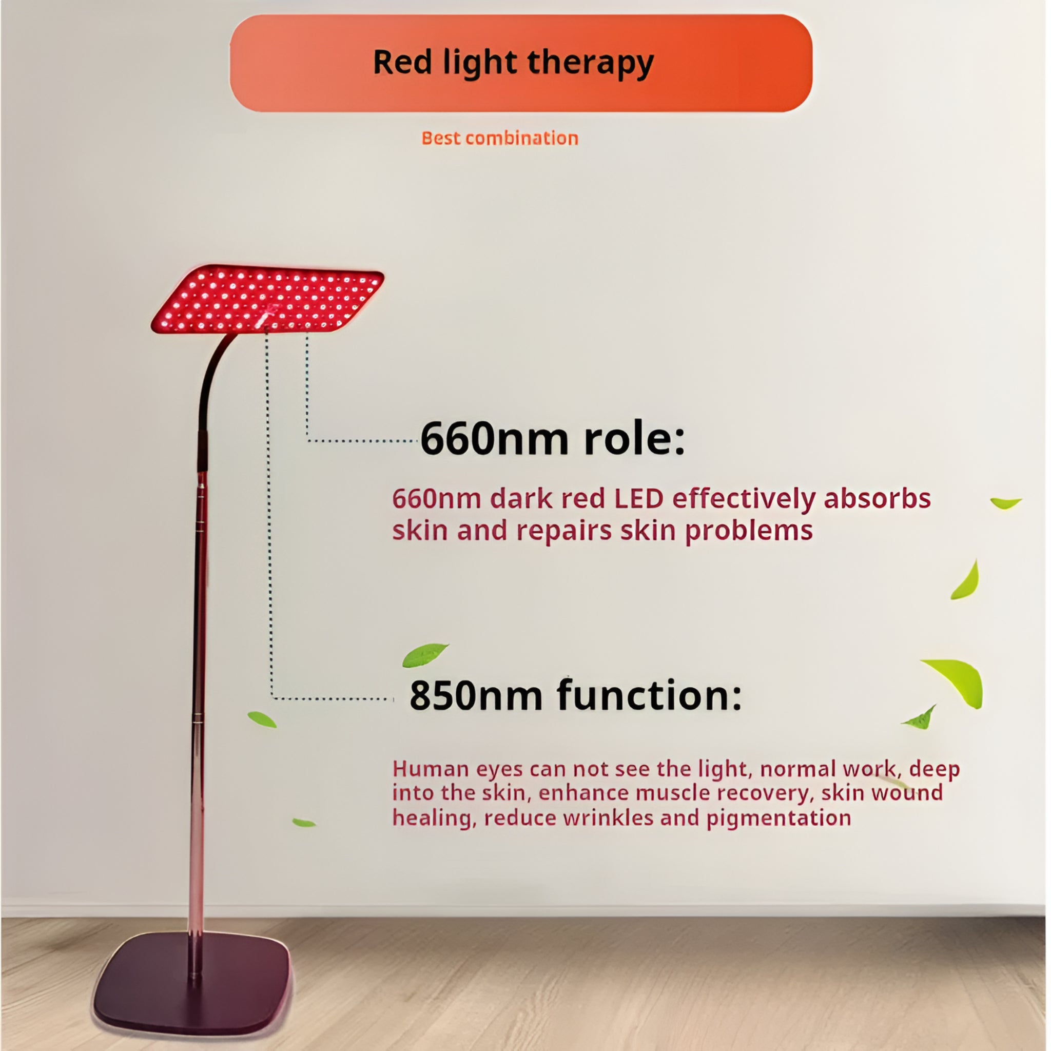 Red Light Therapy Panel Designed for Daily Wellness, 660nm 850nm LED, Adjustable Stand, 25W Power